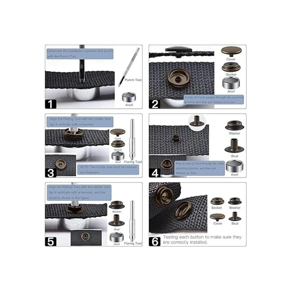 Kit de 40 piezas 10 juegos de cierre a presión_5