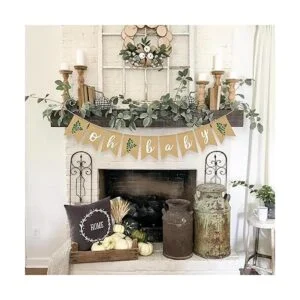 Pancarta para baby shower hojas de eucalipto guirnaldas_3