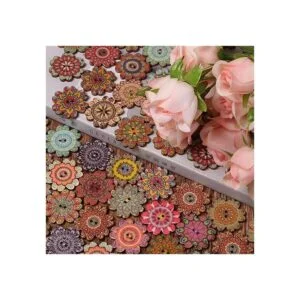 AKOAK 100 botones de madera simples estilo retro botones_6