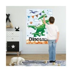 WERNNSAI Pin The Tail on The Dinosaur Party Game Juego de_6