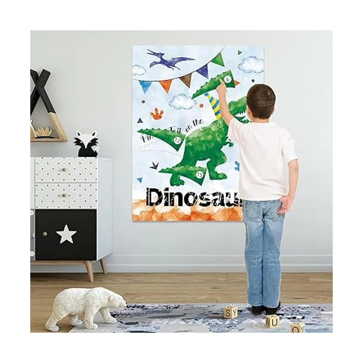 WERNNSAI Pin The Tail on The Dinosaur Party Game Juego de_6