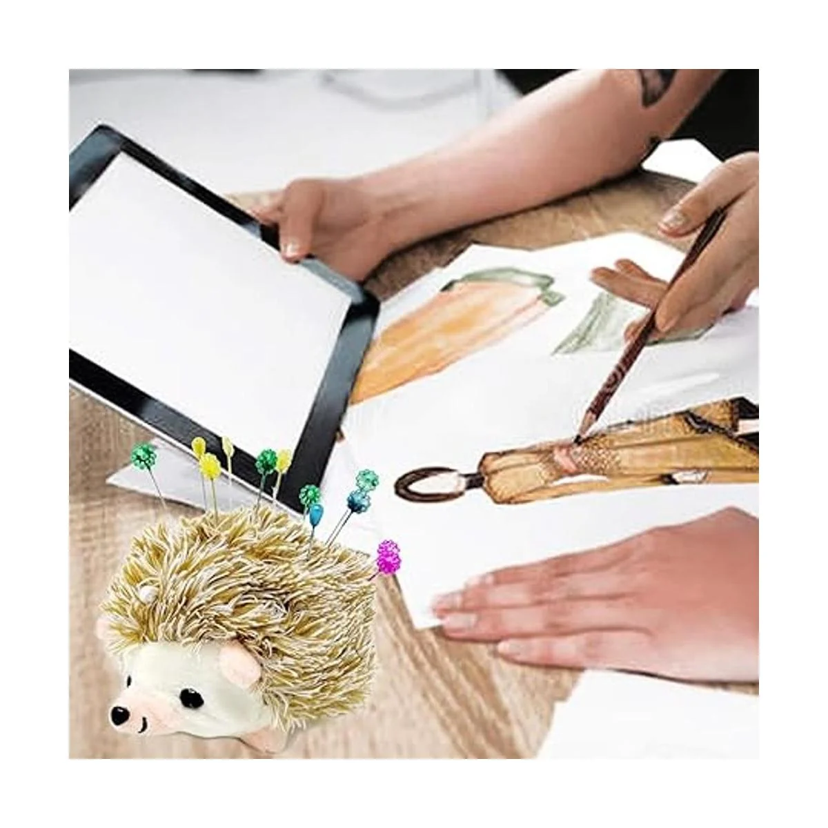 Honbay Soporte de pasador de tela con forma de erizo_6