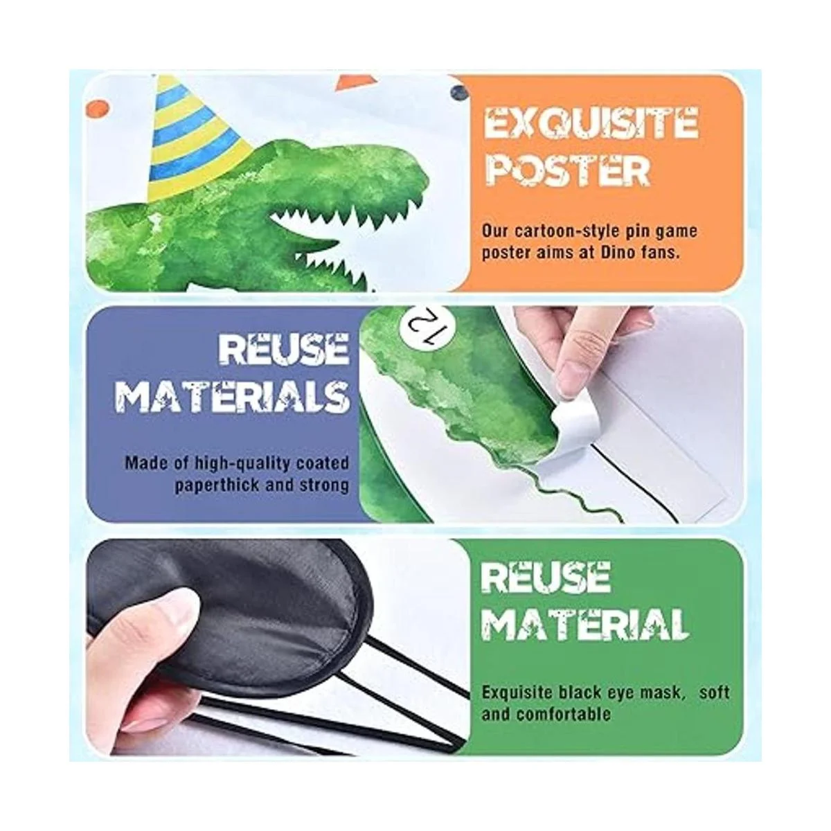 WERNNSAI Pin The Tail on The Dinosaur Party Game Juego de_4