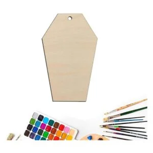 Adornos colgantes de madera de ataúd con agujero cuerdas_3