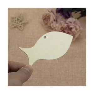 JANOU 20 piezas con forma de pez sin terminar de madera_4