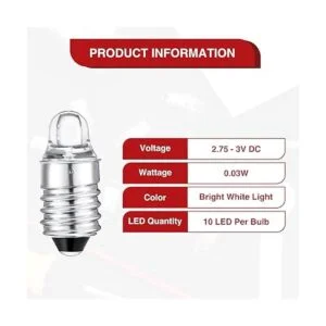 10 bombillas LED E10 de 3 voltios bombillas de linterna_4