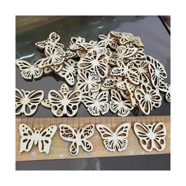 100pcs Mini Mariposa en Forma de Madera DIY Recorte_5