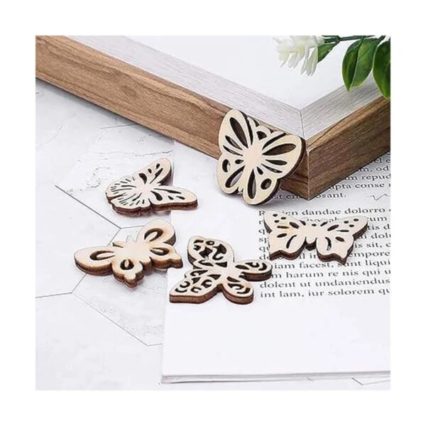 100pcs Mini Mariposa en Forma de Madera DIY Recorte_7