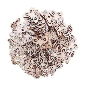 100pcs Mini Mariposa en Forma de Madera DIY Recorte_1