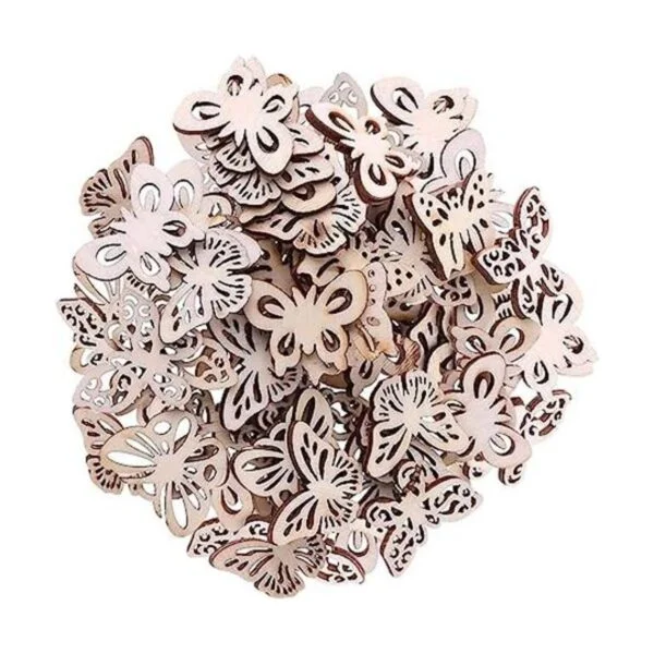 100pcs Mini Mariposa en Forma de Madera DIY Recorte_1
