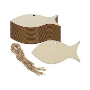 JANOU 20 piezas con forma de pez sin terminar de madera_1