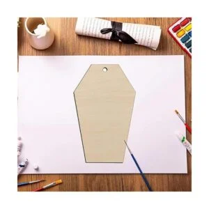 Adornos colgantes de madera de ataúd con agujero cuerdas_6