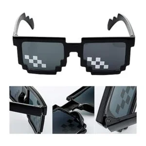 Thug Life Gafas de sol clásico negro estilo retro 8 bits_4