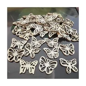 100pcs Mini Mariposa en Forma de Madera DIY Recorte_4