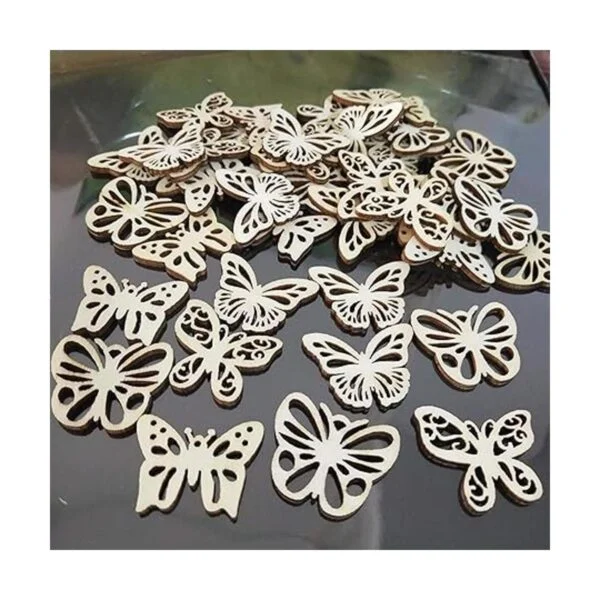 100pcs Mini Mariposa en Forma de Madera DIY Recorte_4
