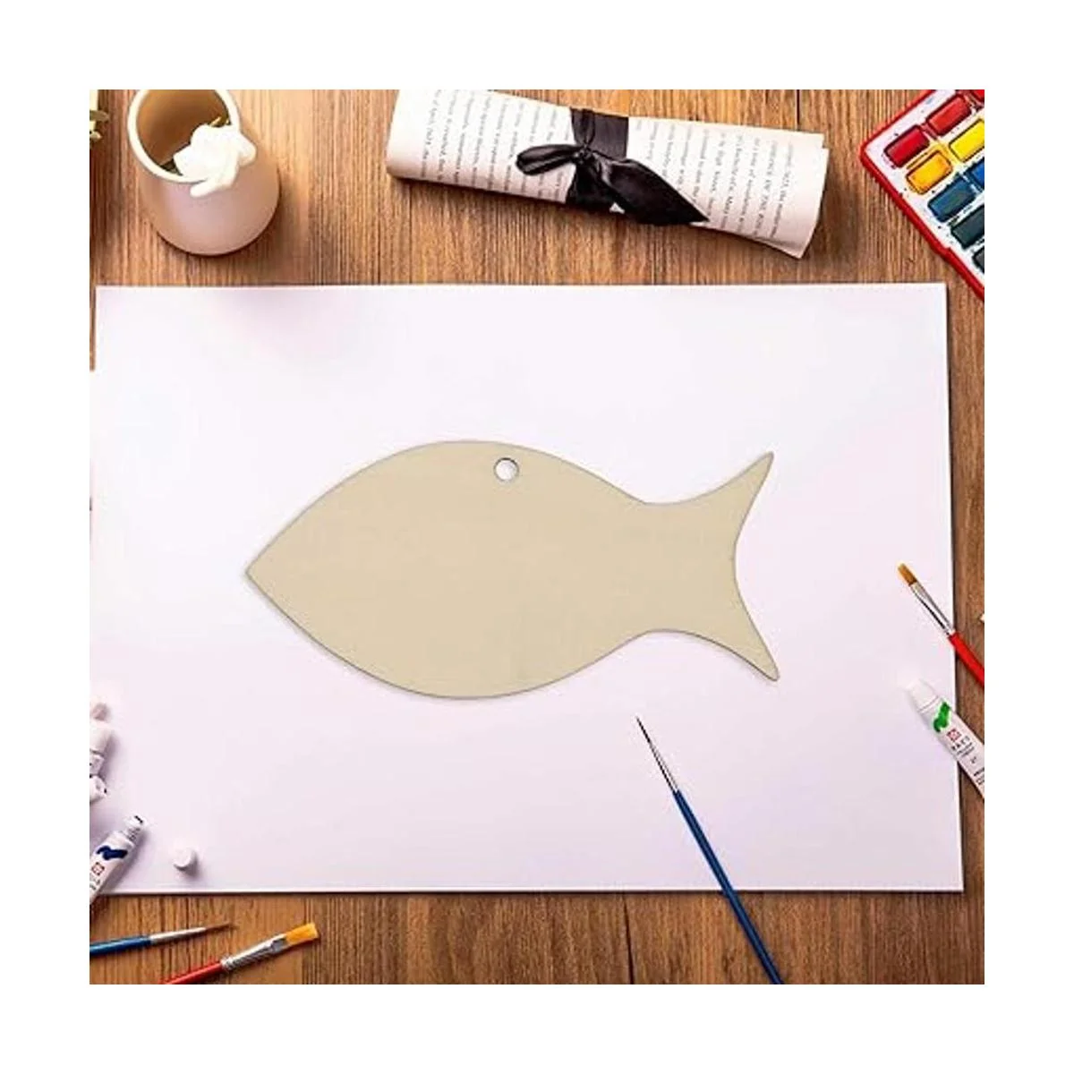 JANOU 20 piezas con forma de pez sin terminar de madera_6