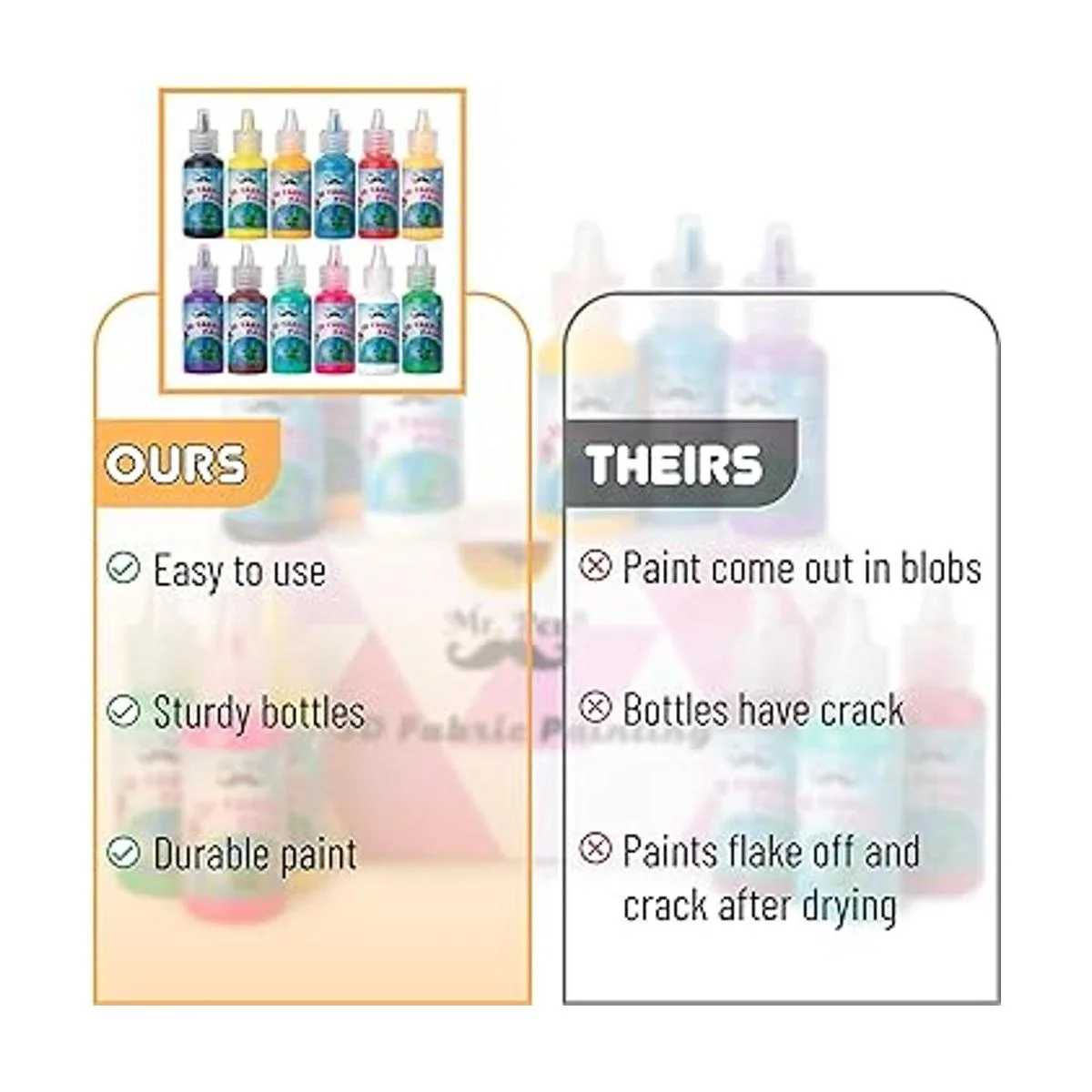 Mr. Pen Juego de pintura de tela 3D 12 colores 0.67_5