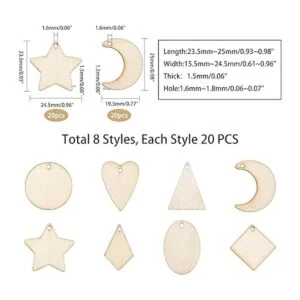 PandaHall 160 colgantes de madera sin teñir con forma_2