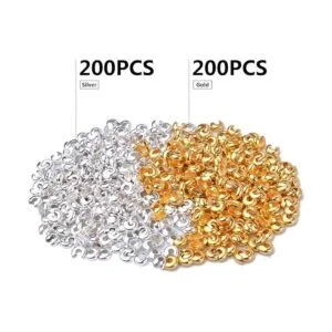 400 piezas de cuentas de engarzado de metal medio redondo_2