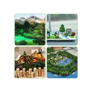 LUEYAO Mini modelo de árboles en miniatura de tren mixto_4