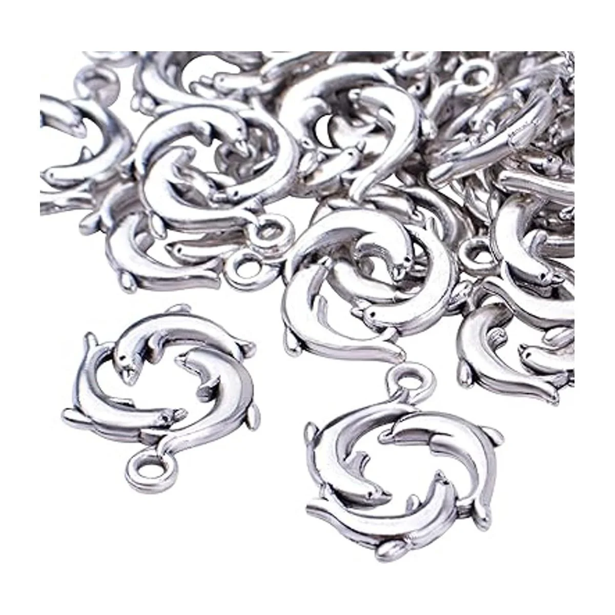 50pcs Antiguo Plata Delfín Charm Colgantes de Aleación_4