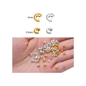 400 piezas de cuentas de engarzado de metal medio redondo_7