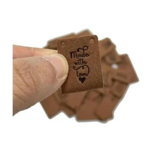 40 etiquetas de piel sintética hechas a mano con botones_5