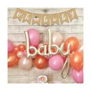 Rosa Calabaza Bebé Banner Arpillera Otoño Guirnalda_3