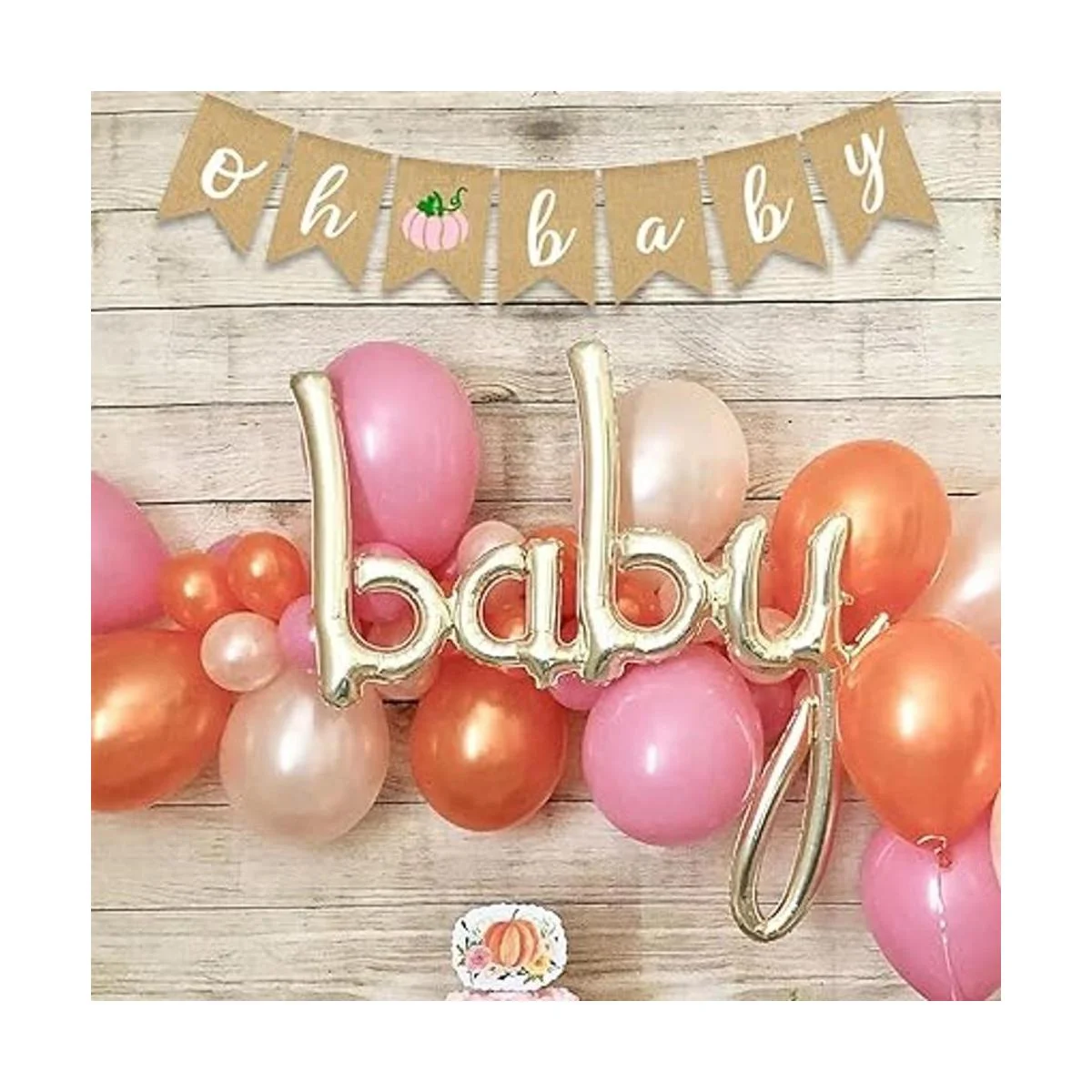 Rosa Calabaza Bebé Banner Arpillera Otoño Guirnalda_3