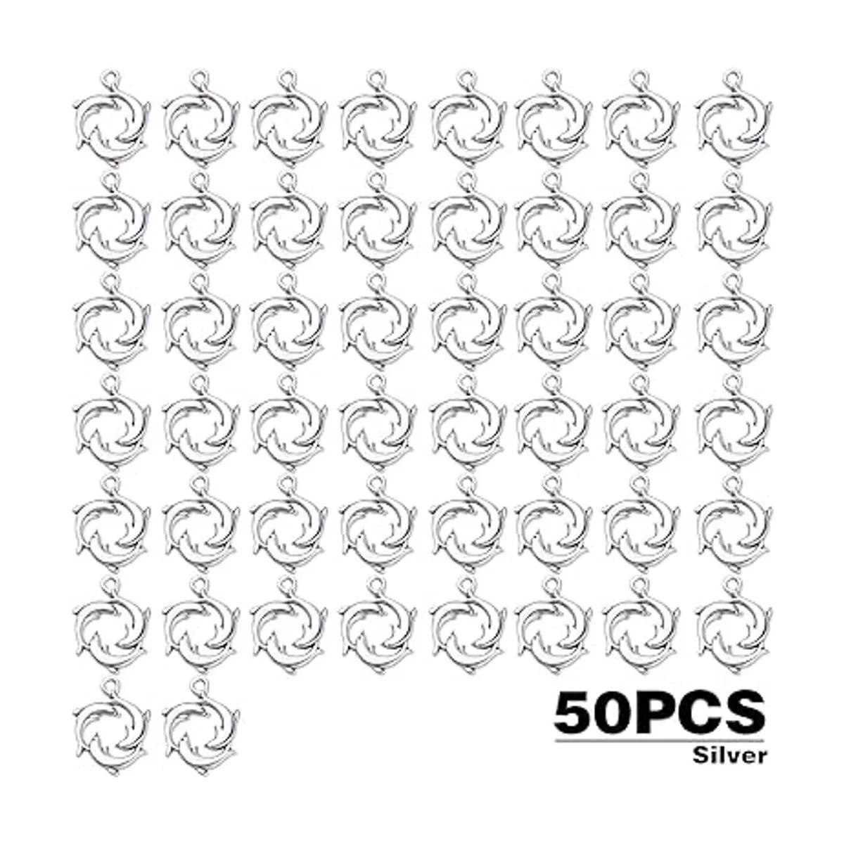 50pcs Antiguo Plata Delfín Charm Colgantes de Aleación_3