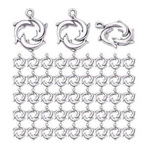 50pcs Antiguo Plata Delfín Charm Colgantes de Aleación_1