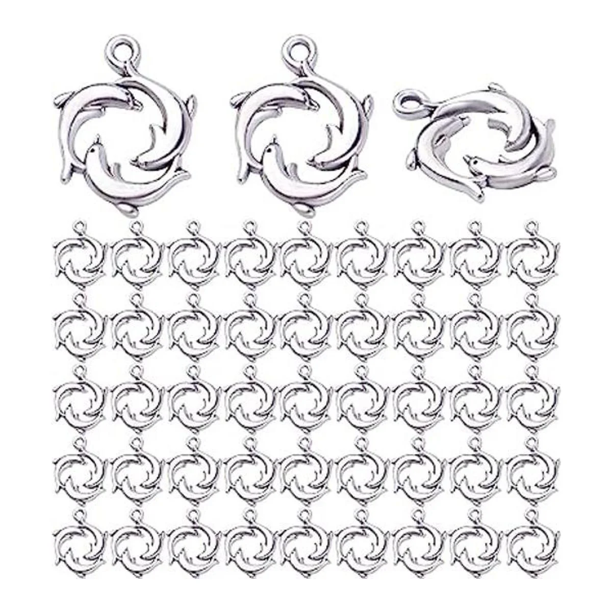 50pcs Antiguo Plata Delfín Charm Colgantes de Aleación_1