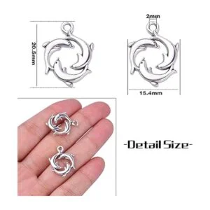 50pcs Antiguo Plata Delfín Charm Colgantes de Aleación_2