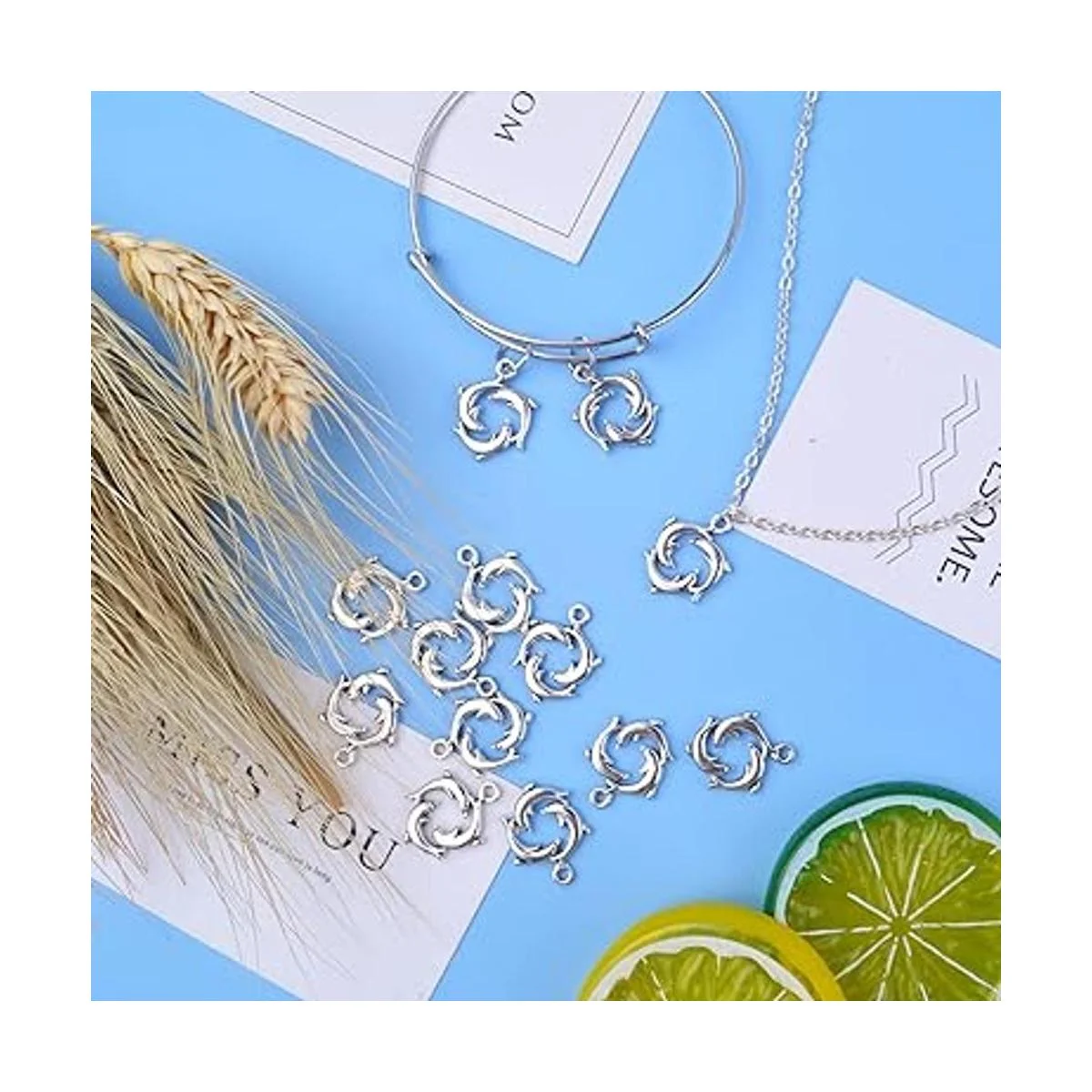 50pcs Antiguo Plata Delfín Charm Colgantes de Aleación_5