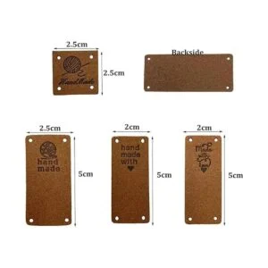 40 etiquetas de piel sintética hechas a mano con botones_2