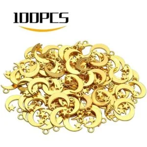 100 colgantes de aleación de oro con estrellas de luna y_2