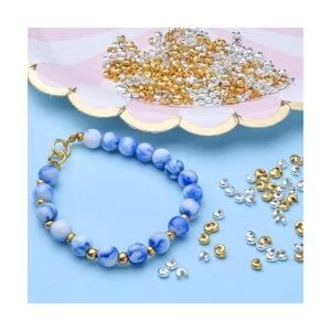 400 piezas de cuentas de engarzado de metal medio redondo_3