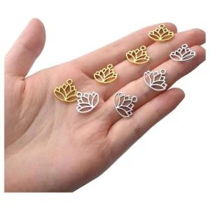 100pcs Lotus Charm Colgantes Aleación Yoga Lotus Flor_7