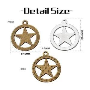 50 abalorios de pentagrama de aleación de estrella redonda_3