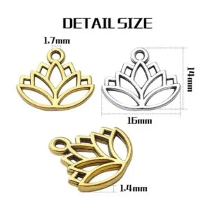 100pcs Lotus Charm Colgantes Aleación Yoga Lotus Flor_3