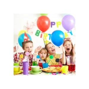 24 popotes con estampado de huellas con 2 pajitas de_7