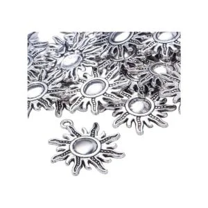50pcs de plata antigua celestial sol encanto aleación sol_4