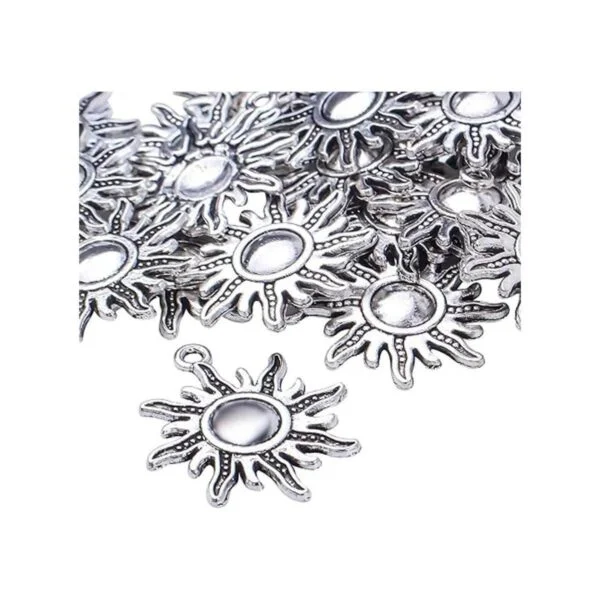 50pcs de plata antigua celestial sol encanto aleación sol_4