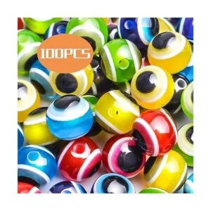 100 abalorios de mal ojo 0.472 in multicolor Lampwork_3