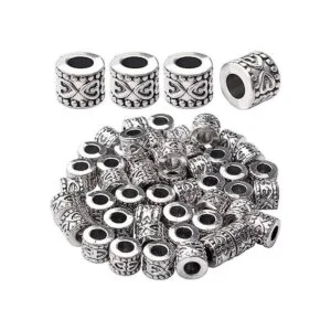 50 cuentas espaciadoras de agujero grande de plata_1