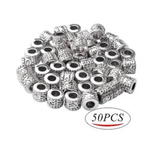 50 cuentas espaciadoras de agujero grande de plata_2