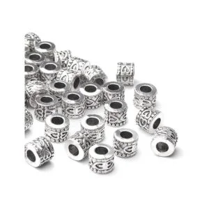 50 cuentas espaciadoras de agujero grande de plata_4
