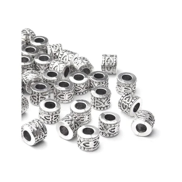 50 cuentas espaciadoras de agujero grande de plata_4
