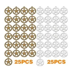 50 abalorios de pentagrama de aleación de estrella redonda_2