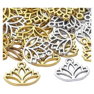 100pcs Lotus Charm Colgantes Aleación Yoga Lotus Flor_4